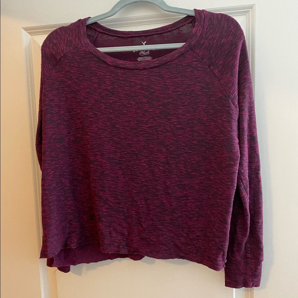 American Eagle Soft & Sexy plush long sleeve top, burgundy, size M